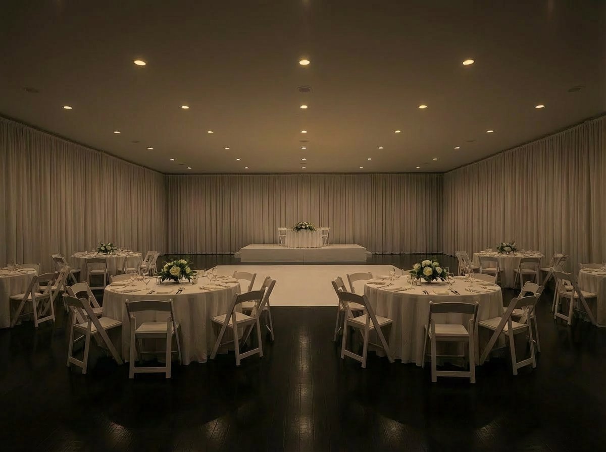 Reception venue before pin spot lighting