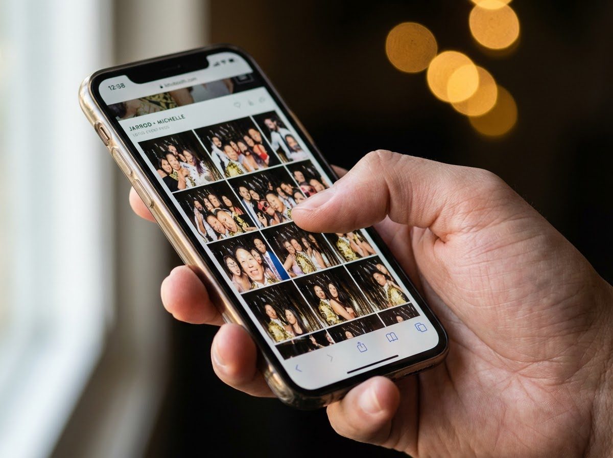 Guest viewing the online photobooth gallery on their phone